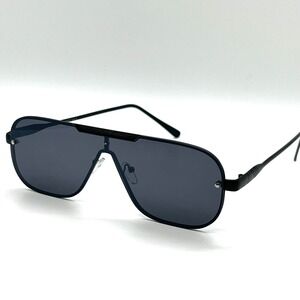 Sunglasses Flat‎ Top Shield Sunglasses Fashion Shades Dark Black Lens Trendy New